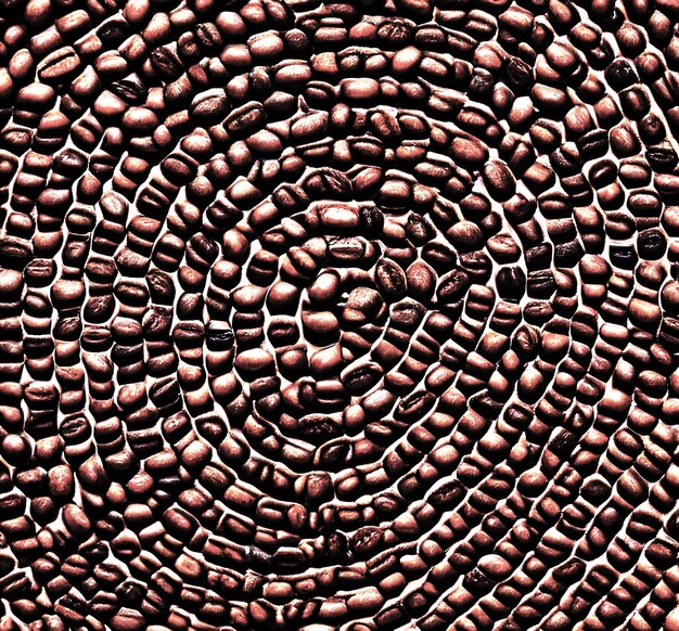 Imagen plana de granos de café de alta calidad vista panorámica del fondo tostado AI generada