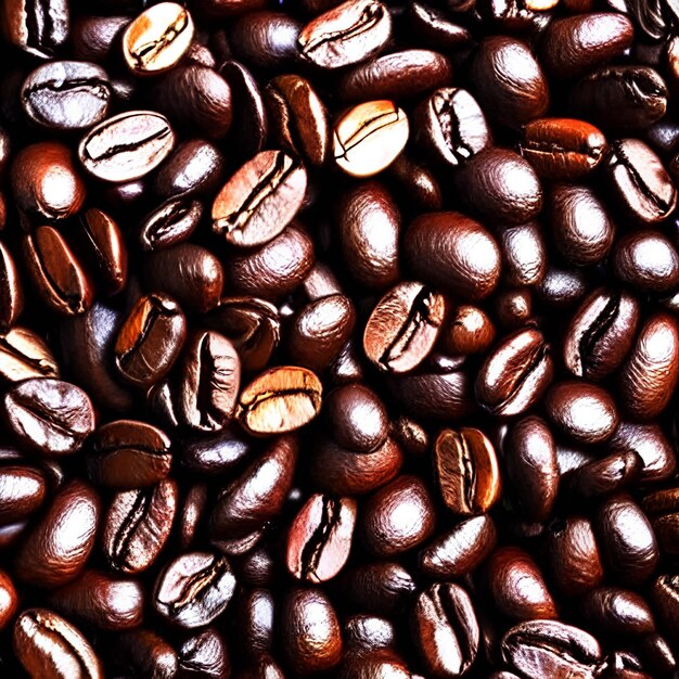Imagen plana de granos de café de alta calidad vista panorámica del fondo tostado AI generada