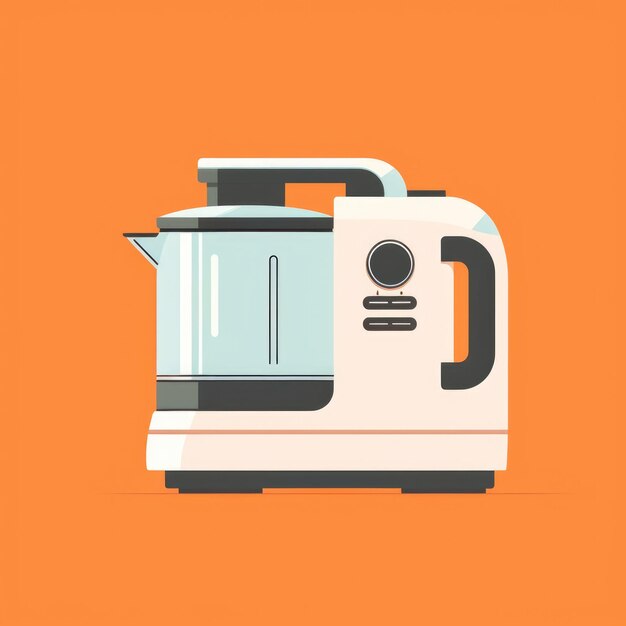 Imagen plana de un procesador de alimentos en un fondo naranja Icono vectorial sencillo de un processador de alimentos i digital