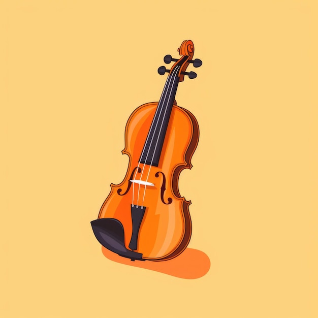 Foto imagen plana de un violín sobre un fondo naranja imagen vectorial sencilla de un violin ilustración digital