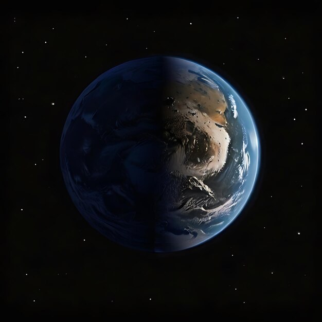 imagen de un planeta antes del fondo negro generada por la IA
