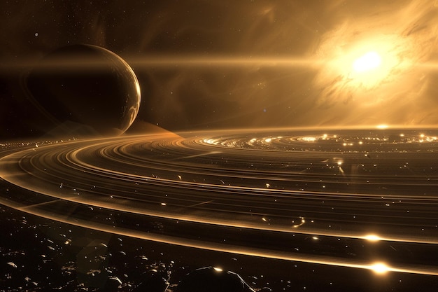 una imagen de un planeta con el sol detrás de él