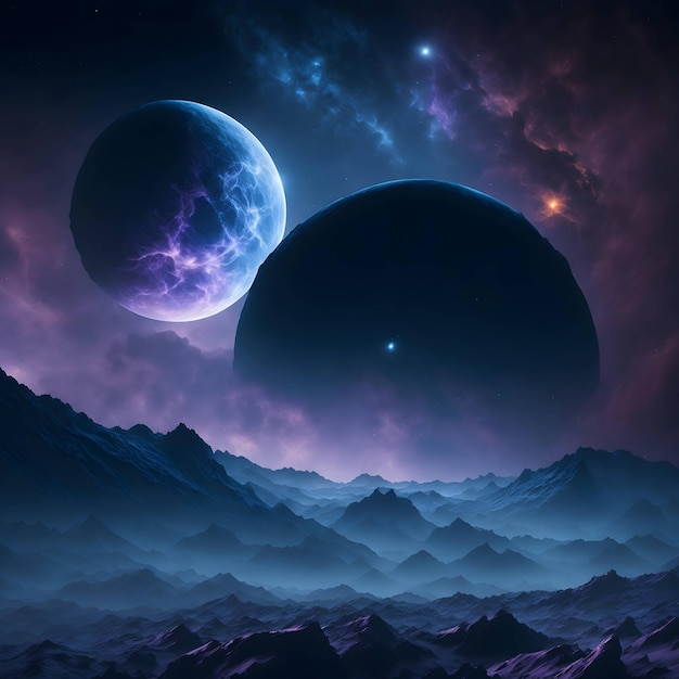 Imagen de planetas en el espacio en colores cinematográficos generada por inteligencia artificial