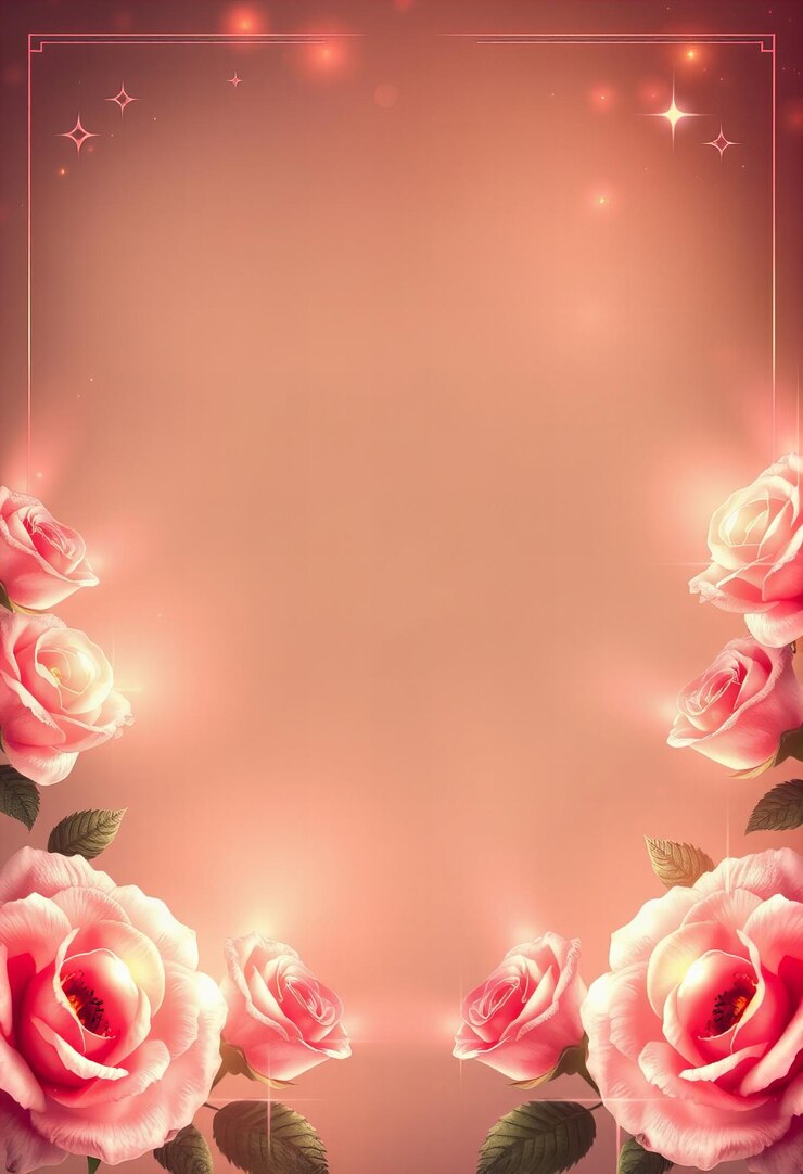Imagen plantilla de tarjeta de felicitación vintage con rosas rosadas pastel suaves a lo largo de los bordes