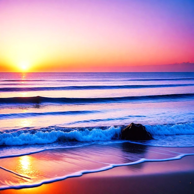 Imagen de una playa serena al atardecer