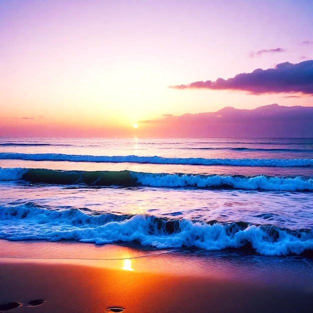 Imagen de una playa serena al atardecer