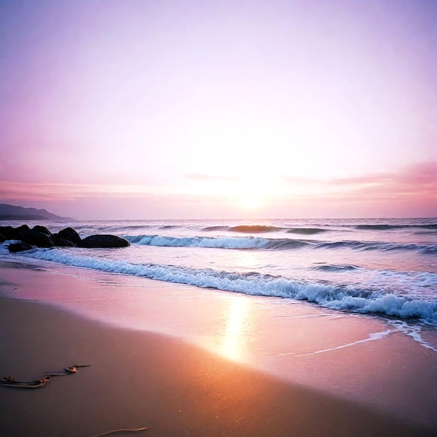 Imagen de una playa serena al atardecer