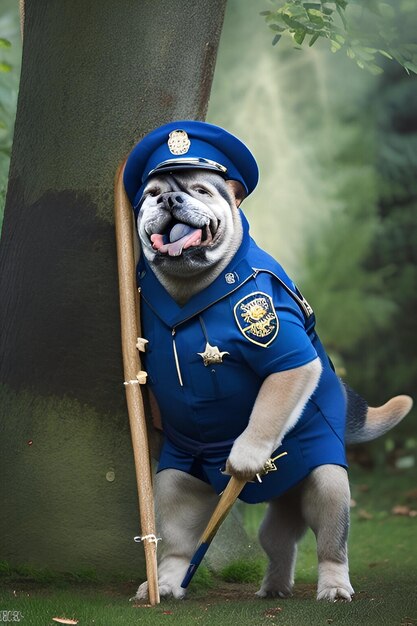 Foto una imagen de la policía de un bulldog colorido