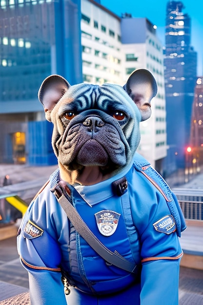 Foto una imagen de la policía de un bulldog colorido