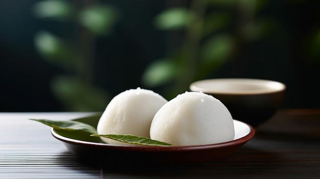 Foto imagen de postre dulce japonés y buena solicitud para el menú del libro