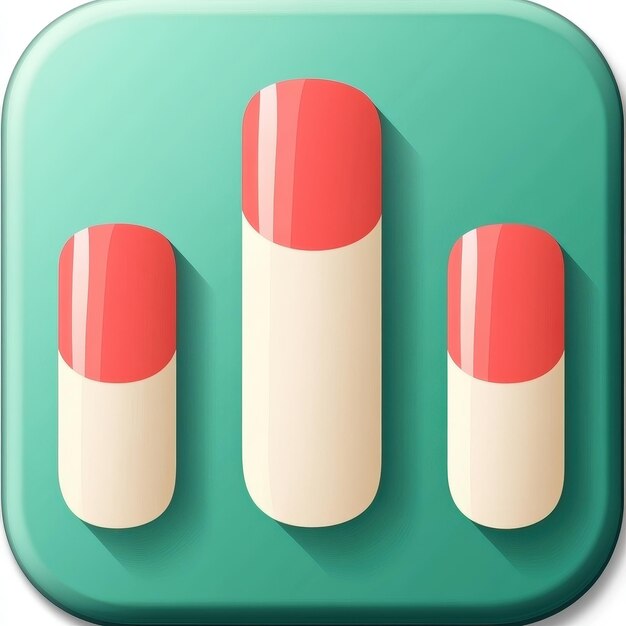 Esta imagen presenta un concepto de icono de aplicación simple y moderno para servicios de manicura que muestra uñas estilizadas en un diseño plano Ideal para aplicaciones de belleza