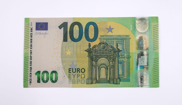 Imagen en primer plano de un billete de 100 euros