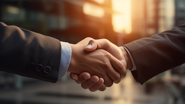 Imagen de primer plano de gente de negocios dándose la mano en una reunión o negociaciónConcepto de apretón de manos