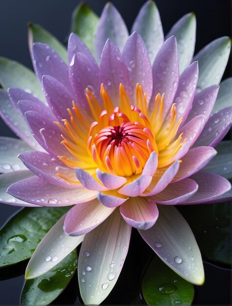 imagen en primer plano de una hermosa flor de Iris con gotas de agua