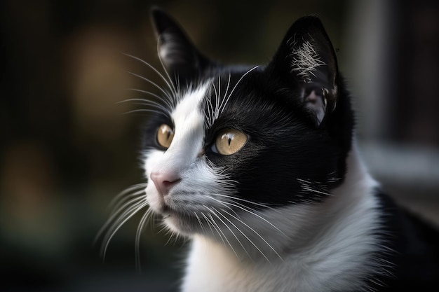 Imagen de primer plano de una IA generativa de Tuxedo Cat