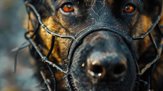 Foto una imagen en primer plano de un perro con un hocico adecuado para conceptos de cuidado de mascotas