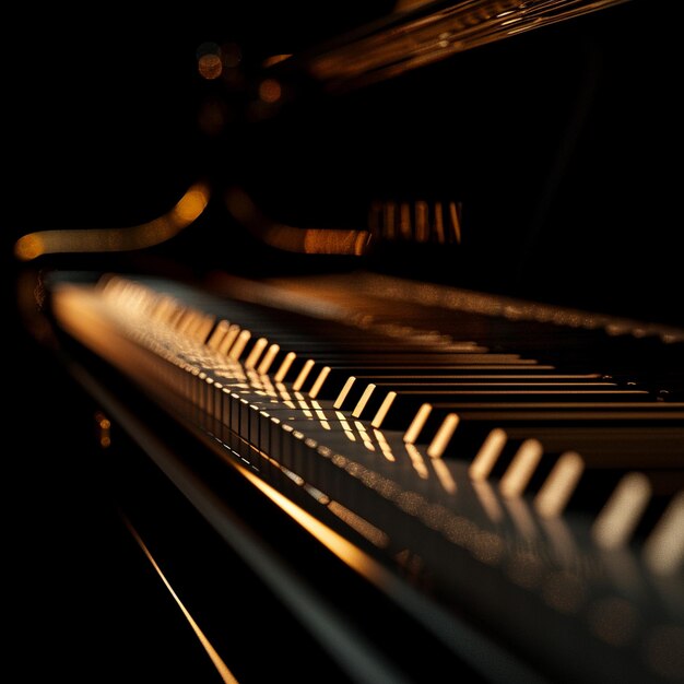 Imagen de primer plano de piano oscuro para el sitio web de música