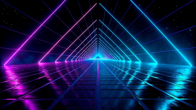 una imagen de un puente hecho de luces de neón