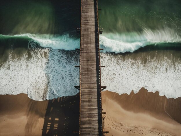 una imagen de un puente que tiene una ola en él