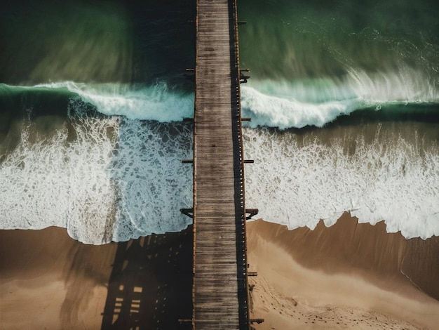 Foto una imagen de un puente que tiene una ola en él