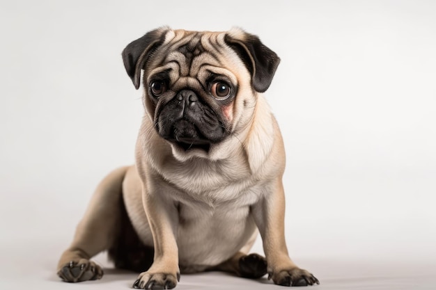 Una imagen de un pug en blanco IA generativa