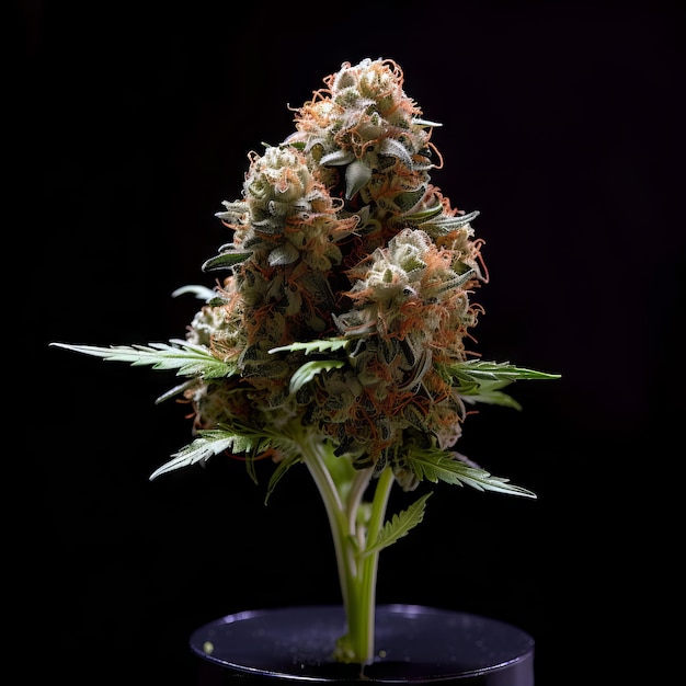 Imagen de queso de fresa flor de automóvil marihuana verdadera cepa en fondo negro