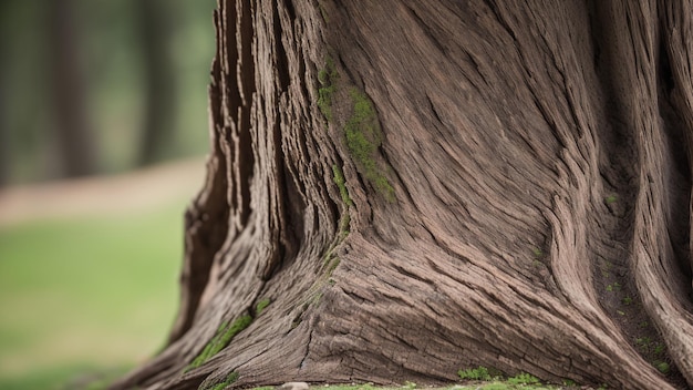 Una imagen radiante del tronco de un árbol con musgo creciendo sobre él AI generativo