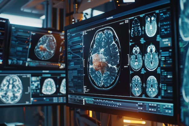 Imagen de rayos X del cerebro humano en el hospital