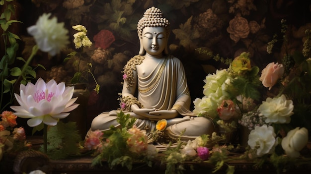 imagen realista de Buda con fondo de base de la realidad