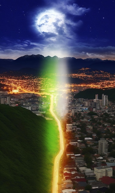 Foto una imagen realista de las dos versiones de la hora de la tierra día y noche