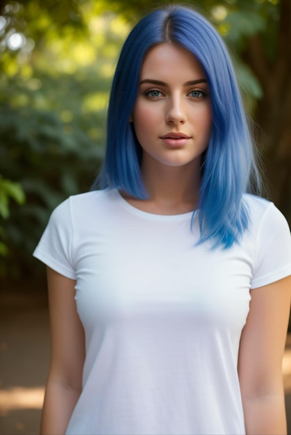 Imagen realista de una joven sexy con cabello colorido