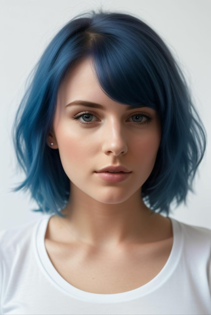 Imagen realista de una joven sexy con cabello colorido