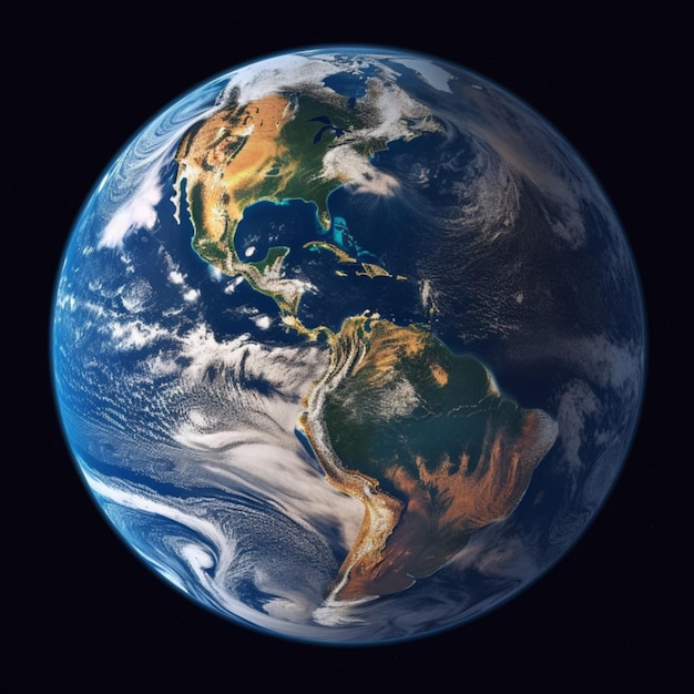 Imagen realista de la mitad de la Tierra vista desde el espacio Cielo estrellado alrededor