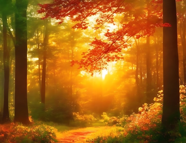 imagen realista que captura la encantadora belleza de un bosque verde
