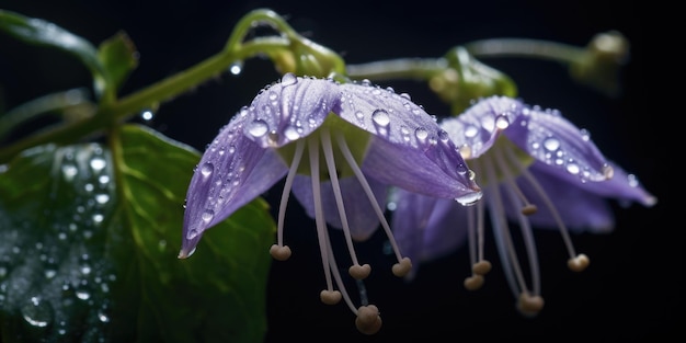 Imagen realista de Solanum sobre un fondo oscuro Foto de alta calidad IA generativa