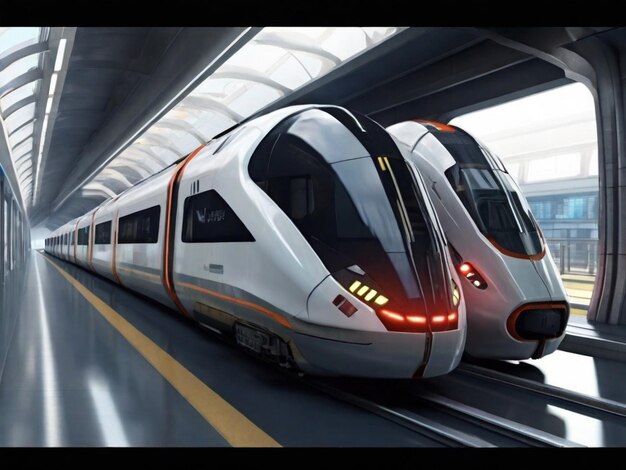 Foto imagen realista de los trenes del futuro