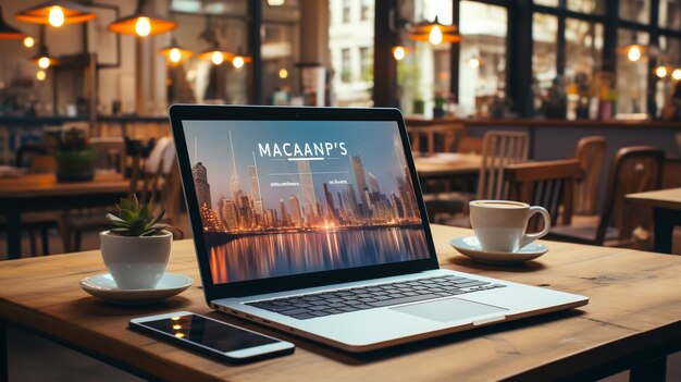 Imagen recortada de un joven trabajando en su computadora portátil en una cafetería vista trasera de las manos de un hombre de negocios