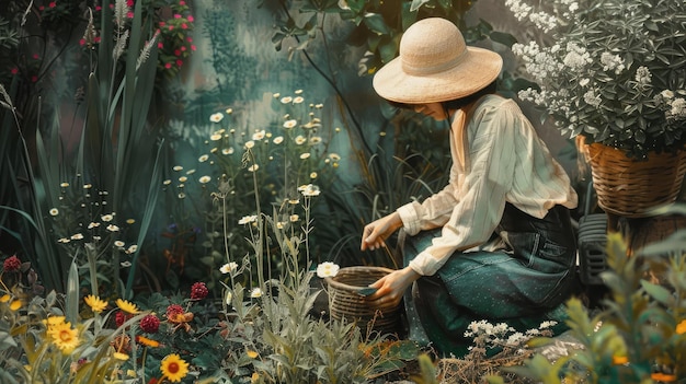 imagen recortada de una mujer jardinería