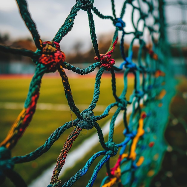 Imagen de red de portería de fútbol para composición.