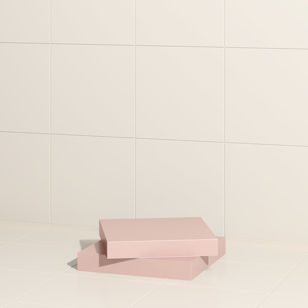 Imagen de render 3d podio rosa con publicidad de exhibición de producto de fondo blanco