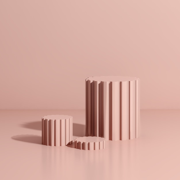 Imagen de render 3d podio rosa con publicidad de exhibición de producto de fondo rosa