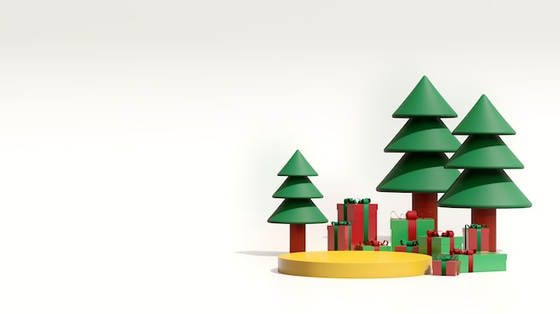 Imagen de render 3d simulacro de podio con espacio vacío para navidad y año nuevo presentación del producto