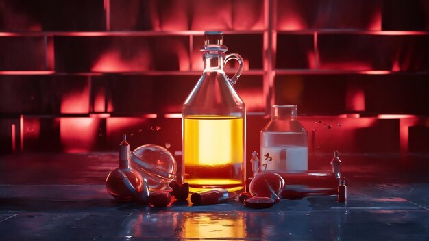 Imagen de renderización en 3D de líquidos inflamables