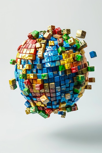 Una imagen renderizada en 3D de un globo en forma de cubo