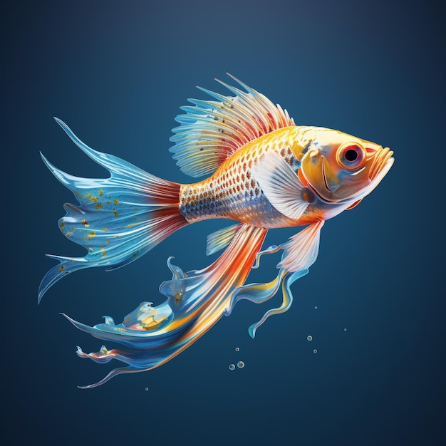 Imagen renderizada en 3D de peces de mar