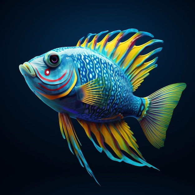 Imagen renderizada en 3D de peces de mar