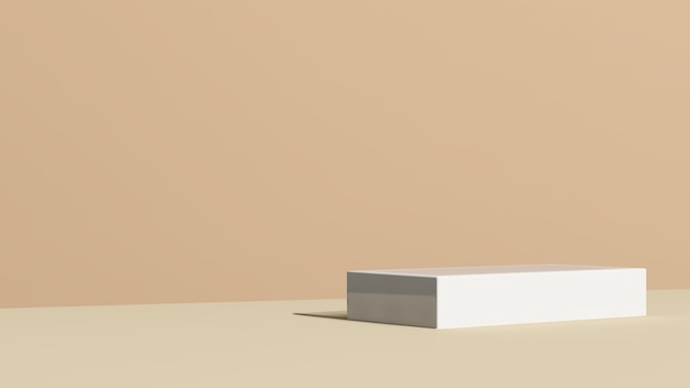 Imagen renderizada en 3D podio blanco con fondo marrón publicidad de exhibición de productos