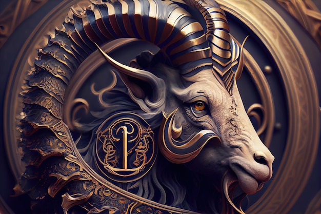 Imagen de renderizado 3d del concepto Signos del zodiaco Capricornio astrología misticismo esoterismo IA generativa