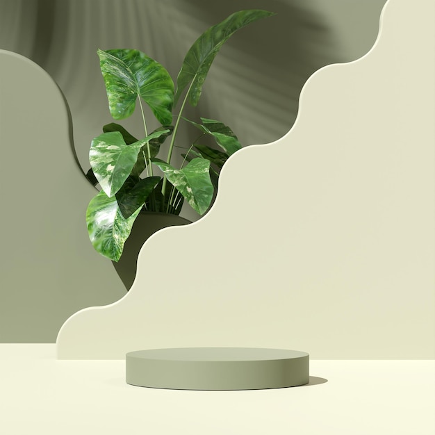 Imagen de representación de ilustración 3D de la naturaleza del podio de la maqueta del espacio vacío temática para la exhibición del producto