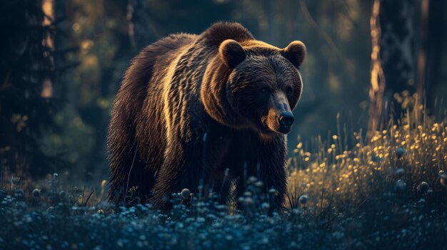 una imagen de retrato cinematográfico y dramático para el oso